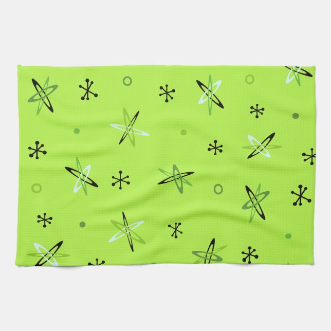 Atomic Age Starbursts Chartreuse Kitchen Towel (Horizontal)