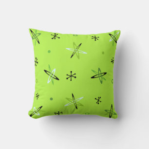 Atomic Age Starbursts Chartreuse Throw Pillow