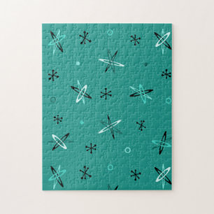 Atomic Age Starbursts Teal Jigsaw Puzzle