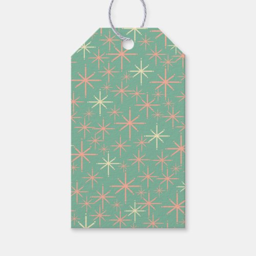 Atomic Age Twinkling Retro Stars Teal Mint Pink Gift Tags