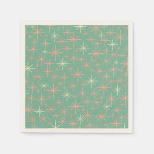 Atomic Age Twinkling Retro Stars Teal Mint Pink Napkins