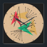 Atomic Arrows and Starbursts Mid Century Modern Square Wall Clock<br><div class="desc">Such snazzy and classic designs the fifties had! Get this beautiful atomic style shapes with starbursts and arrows by Cherie for your snazzy home!</div>