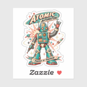 Atomic Automaton Retro Robot Space Age Sticker