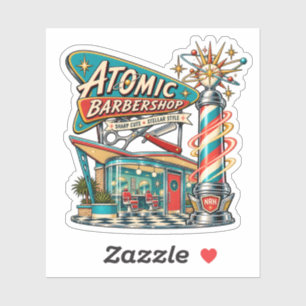 Atomic Barbershop Vintage 1950s Space Age Sticker