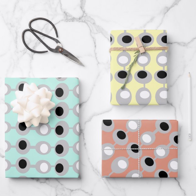 Atomic Baubles Mid-Century Wrapping Paper Sheets (Front)