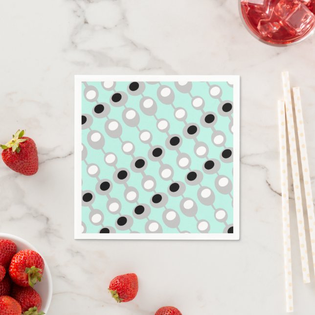 Atomic Baubles Turquoise White Gray Napkins (Insitu)