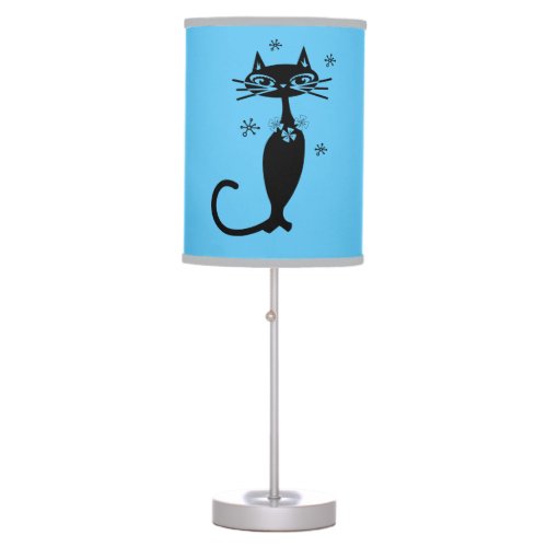 ATOMIC BLACK CAT RETRO BLUE TABLE LAMP