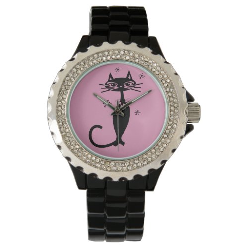 ATOMIC BLACK CAT RETRO LADIES WRIST WATCH