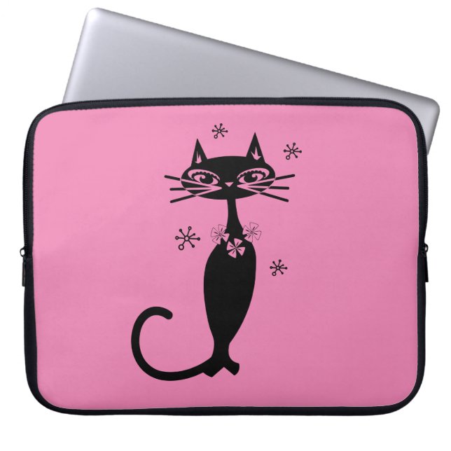 ATOMIC BLACK CAT RETRO LAPTOP SLEEVE 15" (Front)