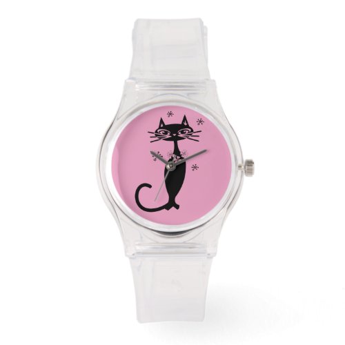 ATOMIC BLACK CAT WOMENS PIMK WRIST WATCH