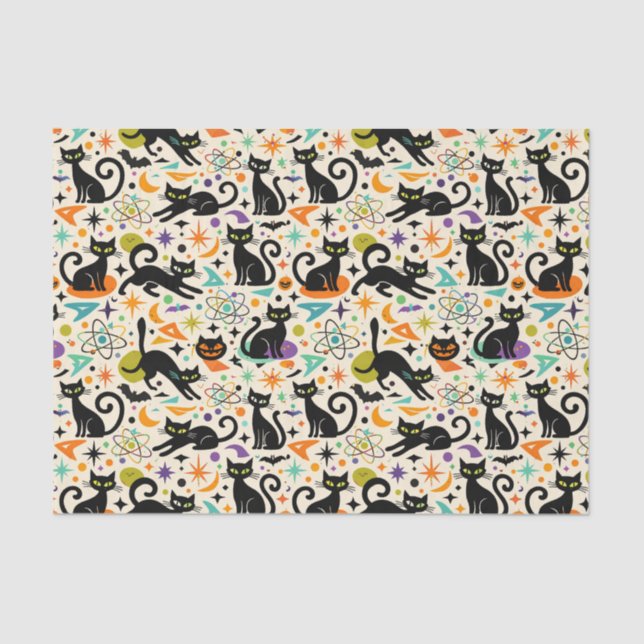 Atomic Black Cats Halloween Tissue Paper (Front)