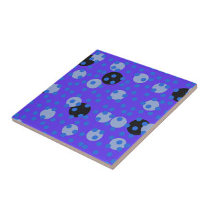 Atomic Blueberry - Retro Polka Dot Dream Ceramic Tile
