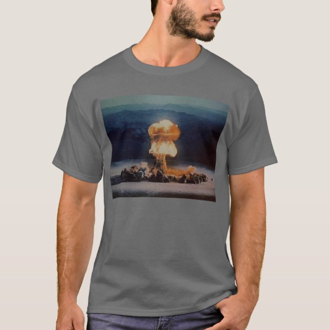 Atomic Bomb Blast, Blue with Lightning Bolt T-Shirt (Front)