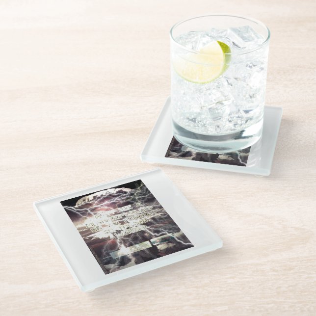 Atomic Bomb clear glass coaster (Angled)