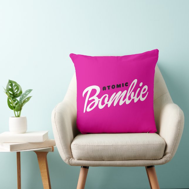 Atomic Bombie pink magenta doll Throw Pillow (Chair)