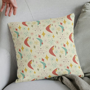 Atomic Boomerang Diamond Mid Century Pattern Throw Pillow