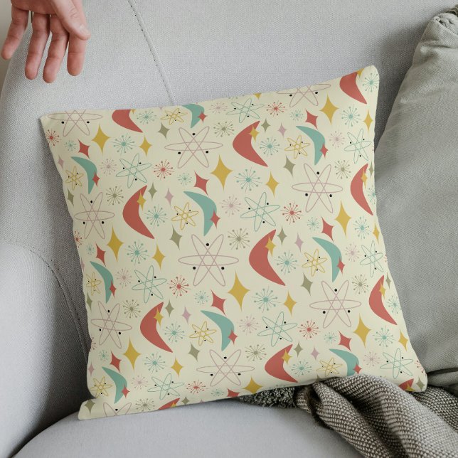 Atomic Boomerang Diamond Mid Century Pattern Throw Pillow (Creator Uploaded)