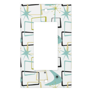Atomic Boomerang Squares Starburst Mid-century Light Switch Cover