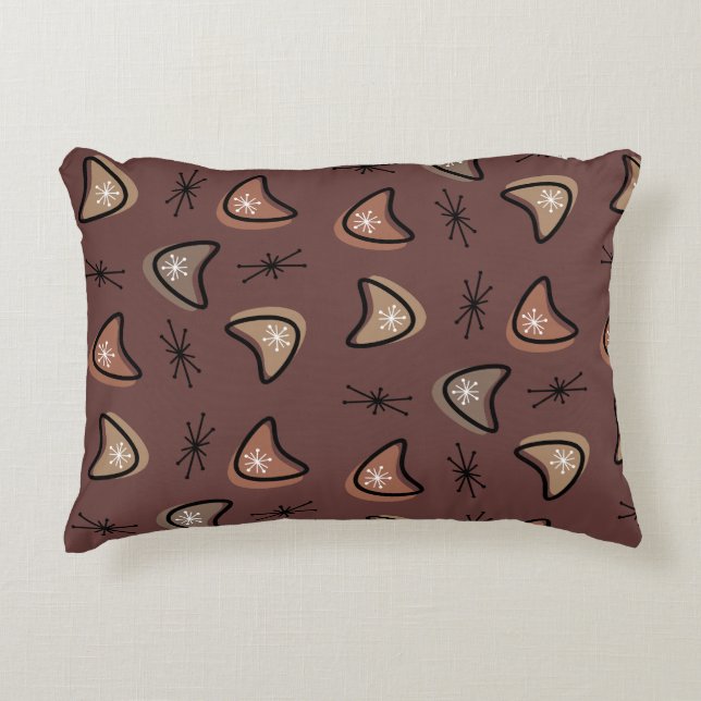 Atomic Boomerangs Starbursts Dark Academia Accent Pillow (Front)