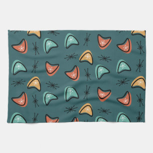 Atomic Boomerangs Starbursts Teal Kitchen Towel