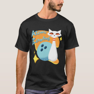 Atomic Cat in Mid-Century Modern Bowling Design T-Shirt