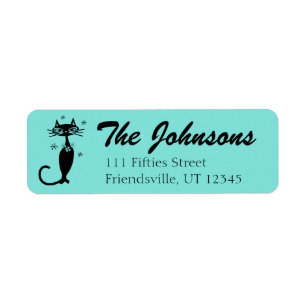 Atomic Cat Retro Aqua Return Address Labels