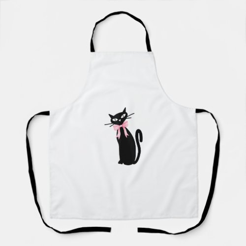 Atomic Cat With Pink Bow Cat Girly Clean Girl Kitt Apron