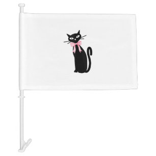 Atomic Cat With Pink Bow Cat Girly Clean Girl Kitt Car Flag