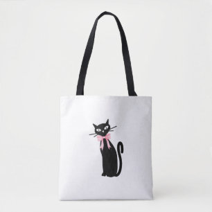 Atomic Cat With Pink Bow Cat Girly Clean Girl Kitt Tote Bag