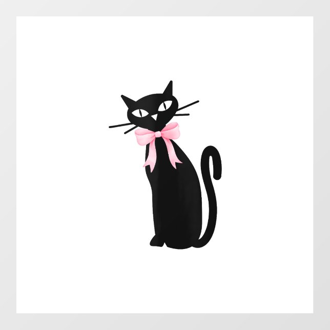 Atomic Cat With Pink Bow Cat Girly Clean Girl Kitt Wall Decal (Front)