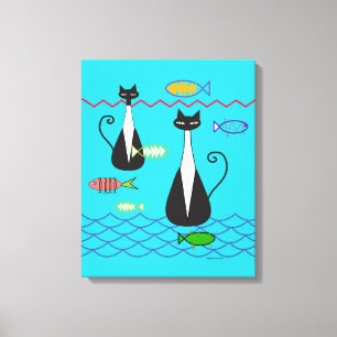 Atomic Cats Fishing Canvas Print