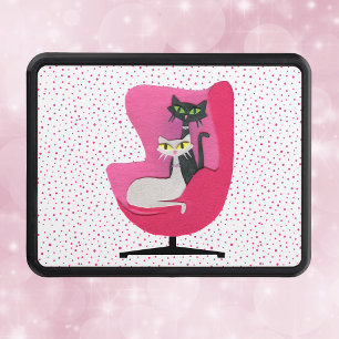 Atomic Cats Green Yellow Eyes Pink Chair Dots Hitch Cover