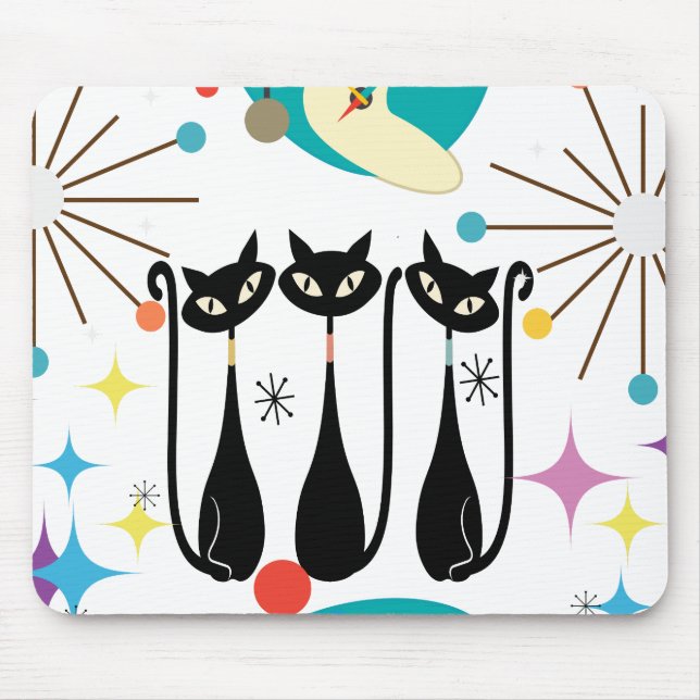 Atomic Cats Mid Century Modern Vintage Pattern Mouse Pad (Front)