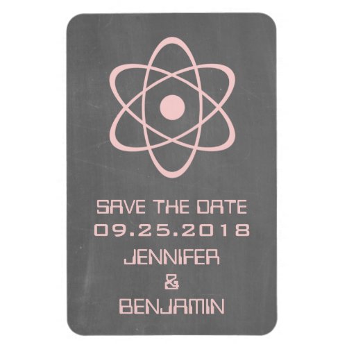 Atomic Chalkboard Save the Date Magnet Pink Magnet