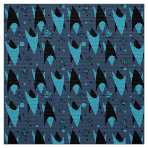 Atomic Chevrons - Blue Fabric