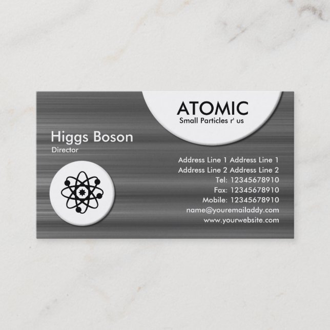 Atomic Circles - Brushed Metal Texture Business Card (Front)
