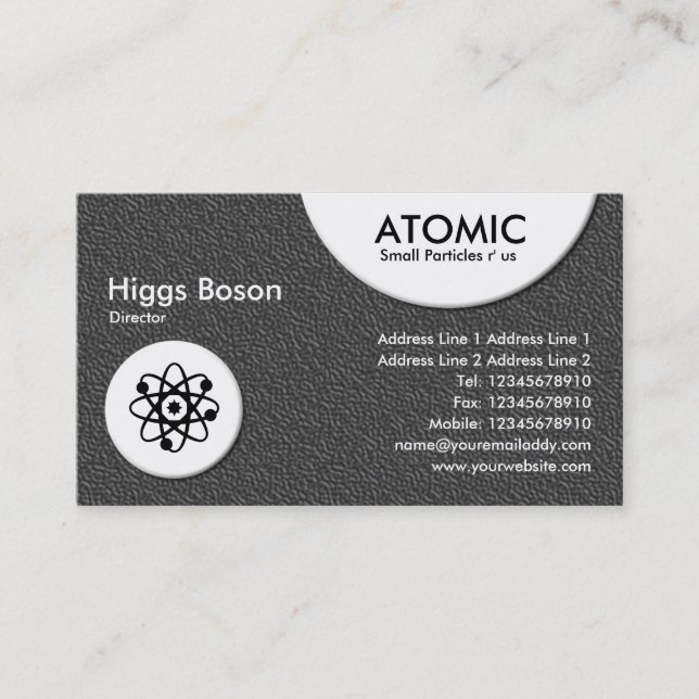 Atomic Circles - Dark Gray Embossed Texture Business Card (Front)
