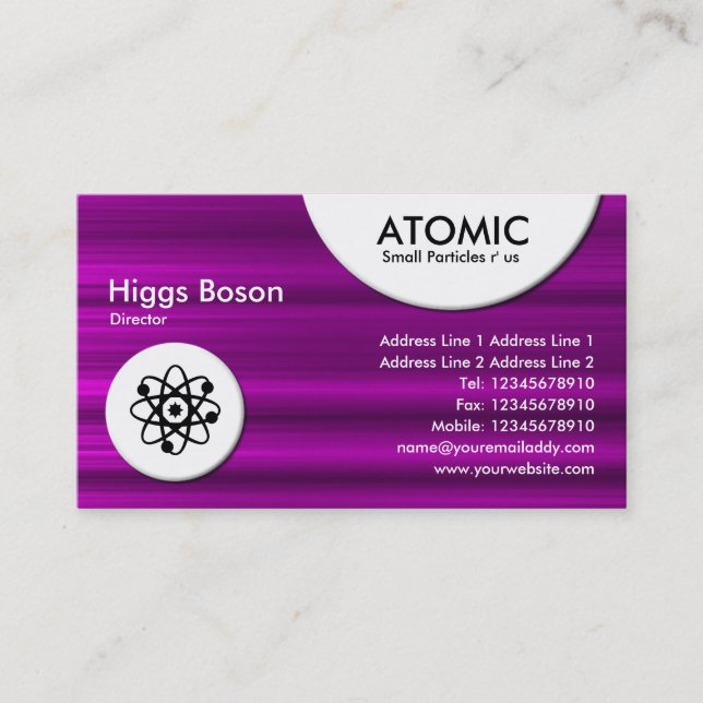 Atomic Circles - Magenta Brushed Texture Business Card (Front)
