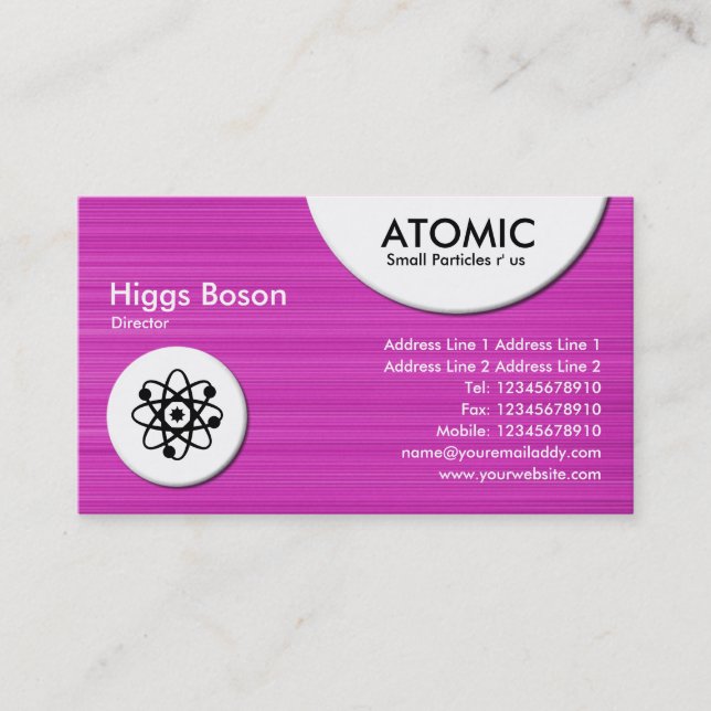 Atomic Circles - Magenta Brushed Texture Business Card (Front)