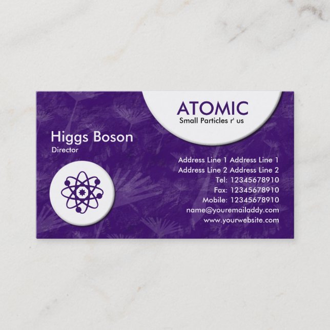 Atomic Circles - Violet Dandylion Texture Business Card (Front)