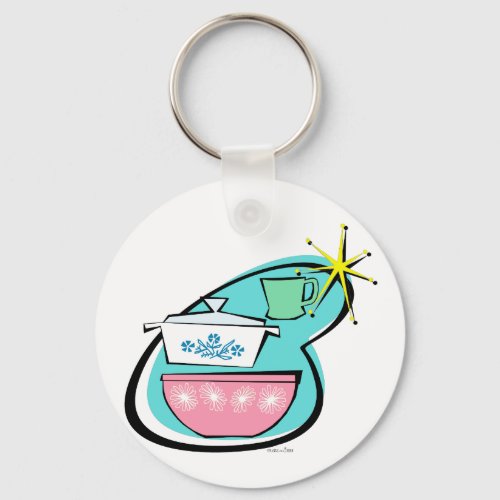 Atomic Cookware Design Button Keychain