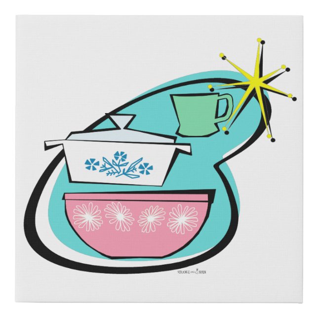 Atomic Cookware Design Faux Wrapped Canvas Print (Front)