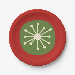 Atomic Dot Retro Mid Century Minimal 50s Christmas Paper Plates