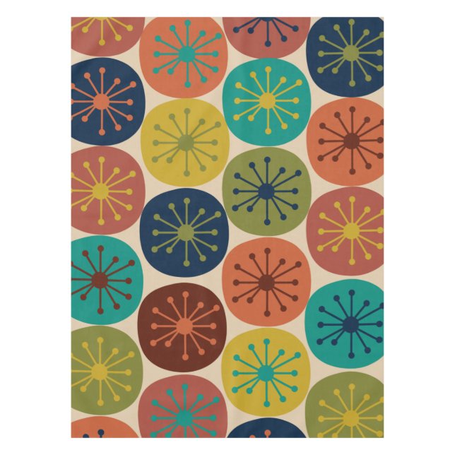 Atomic Dots Mid Century Modern Pattern Tablecloth (Front)