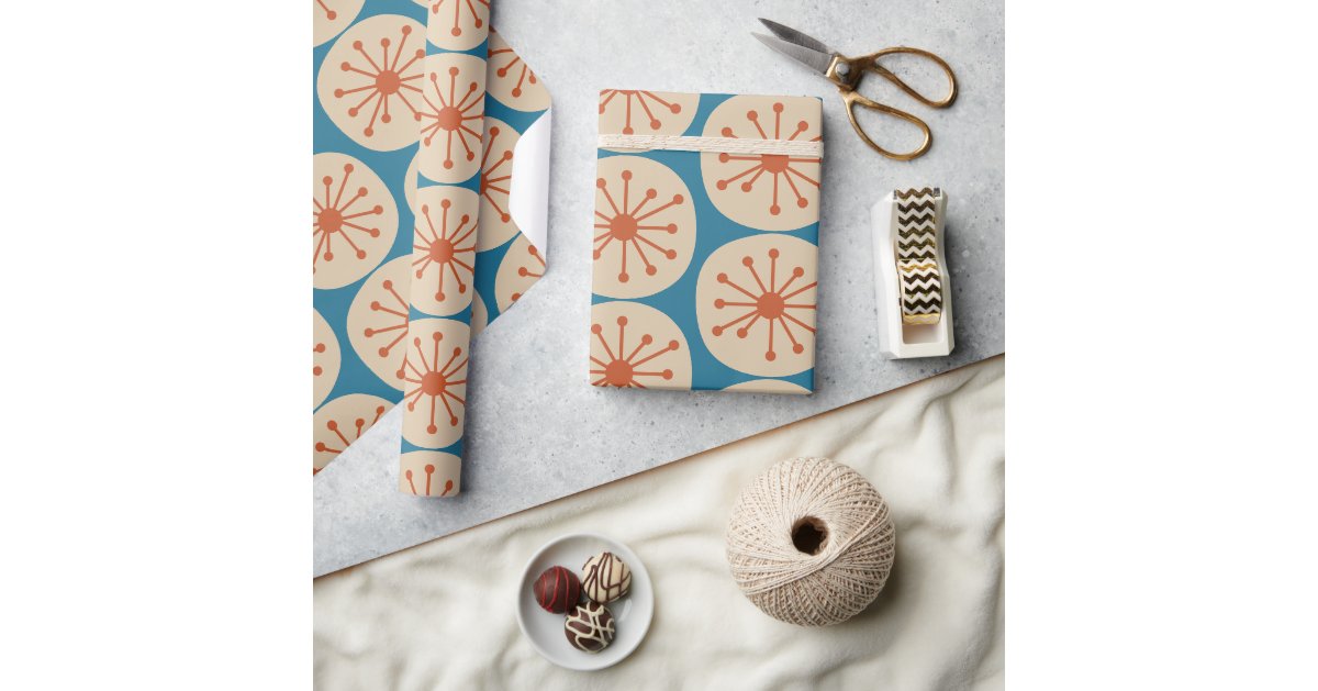 Atomic Dots Retro Mid Century Modern Pattern Wrapping Paper | Zazzle