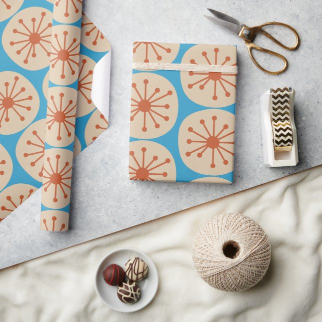 Atomic Dots Retro Mid Century Modern Pattern Wrapping Paper (Crafts)