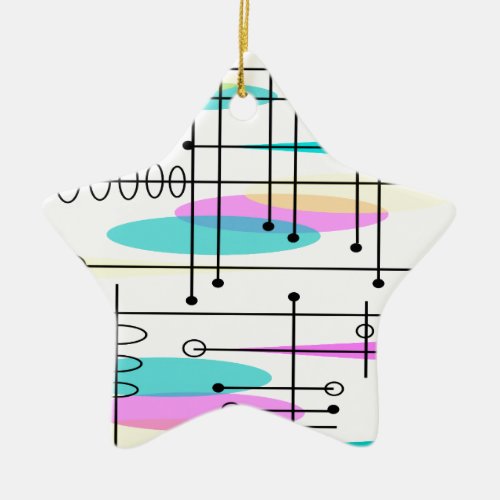 Atomic Era Abstract Colors and Design Ceramic Ornament