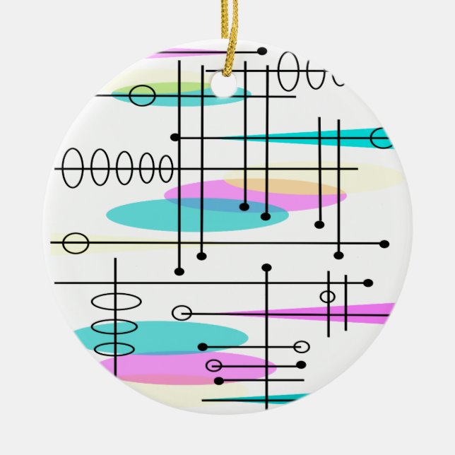 Atomic Era Abstract Colors and Design Ceramic Ornament (Front)