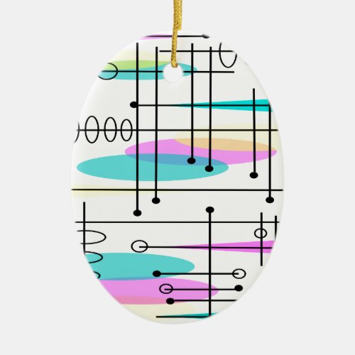 Atomic Era Abstract Colors and Design Ceramic Ornament