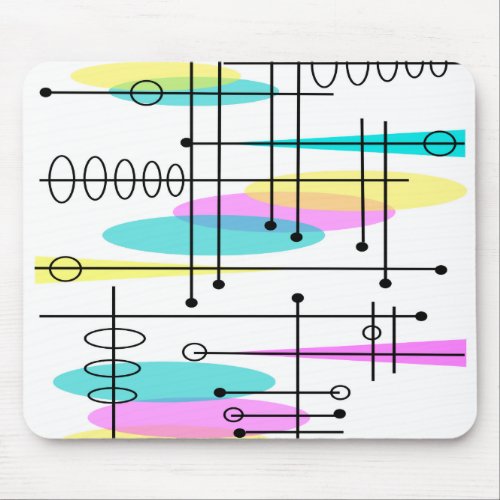 Atomic Era Abstract Colors and Design Mouse Pad